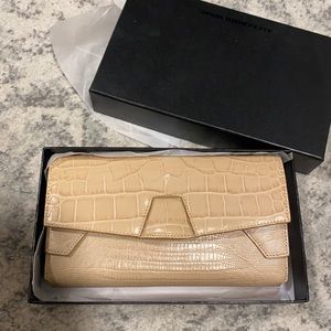 Alexander Wang Croc Embossed Leather Nude Clutch